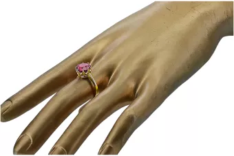  Rubín 14k žluté zlato Vintage vrc157y